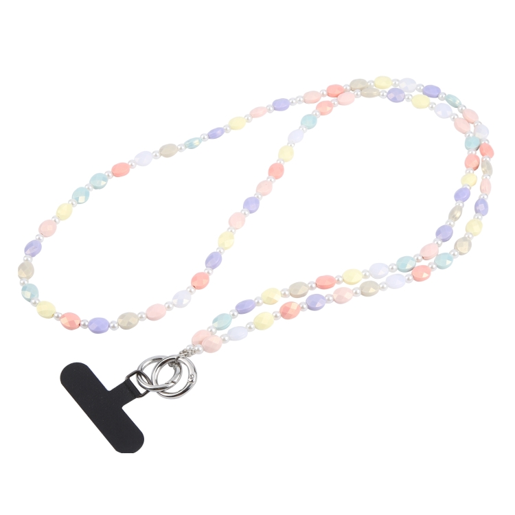 Simple Oval Shape Multicolor Long Bead Chain Phone Anti-lost Neck Crossbody Lanyard