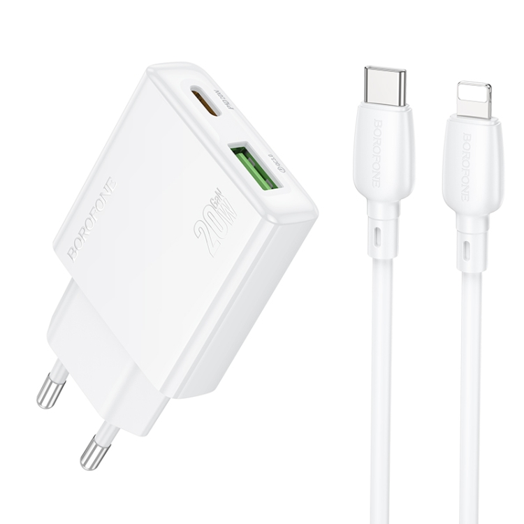 BOROFONE BN24 PD 20W USB, Type-C Charger with 1m Type-C to 8 Pin Cable Set