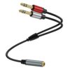Gold Plated 6.35mm Female to 2 x 6.35mm Male Stereo Audio Adapter Y Splitter Cable