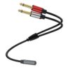 Gold Plated 3.5mm TRS Female to 2 x 6.35mm TS Male Mono Y Splitter Adapter Audio Cable