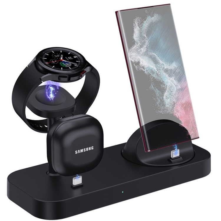 B25 Type-C 4-in-1 Charging Stand Phone Holder for Samsung Watch / Galaxy Buds