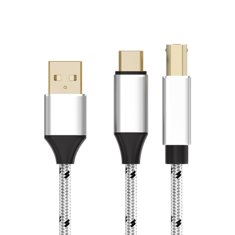 2 in 1 Type-C and USB-A to USB-B MIDI Instruments Printer Cable, Length: 1m