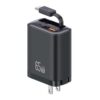USAMS CC300 65W Fast Charger With Retractable USB-C / Type-C Cable