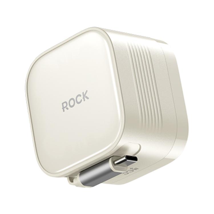 ROCK T90 PD35W Type-C Single Port GaN Wall Charger with Type-C Retractable Cable