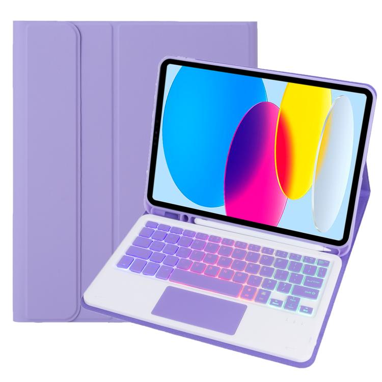 A10B-AS Backlight Bluetooth Touch Keyboard Leather Tablet Case with Pen Slot