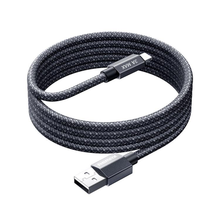 REMAX CB01 3A USB to 8 Pin Aluminum Alloy Braided Fast Charging Data Cable with LED Light, Length: 1.2m