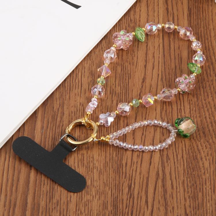 Flowers Fruits Bead Chain Universal Phone Anti-lost Crystal Beads Charm Strap