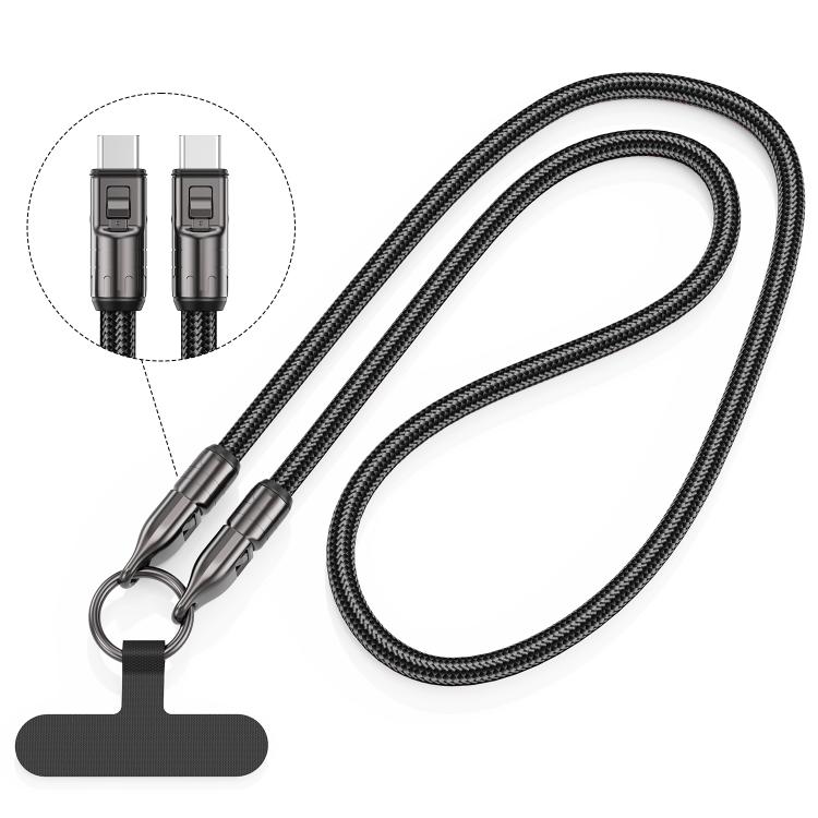 120cm 240W Type-C to Type-C Data Charging Cable Crossbody Phone Lanyard