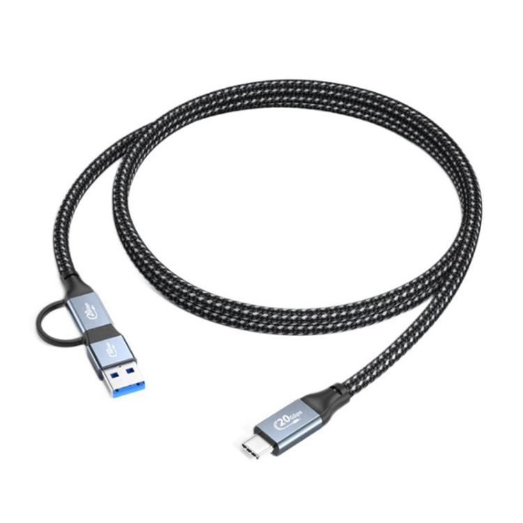PD100W 20Gbps USB-C / Type-C to USB-A, Type-C 2 in 1 Multi-Functional Data Transfer Charging Cable