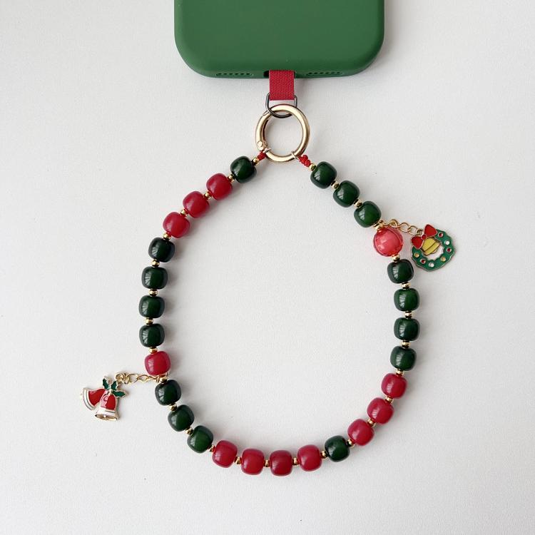 Christmas Series Beaded Chain Anti-lost Mobile Phone Short Wrist Strap