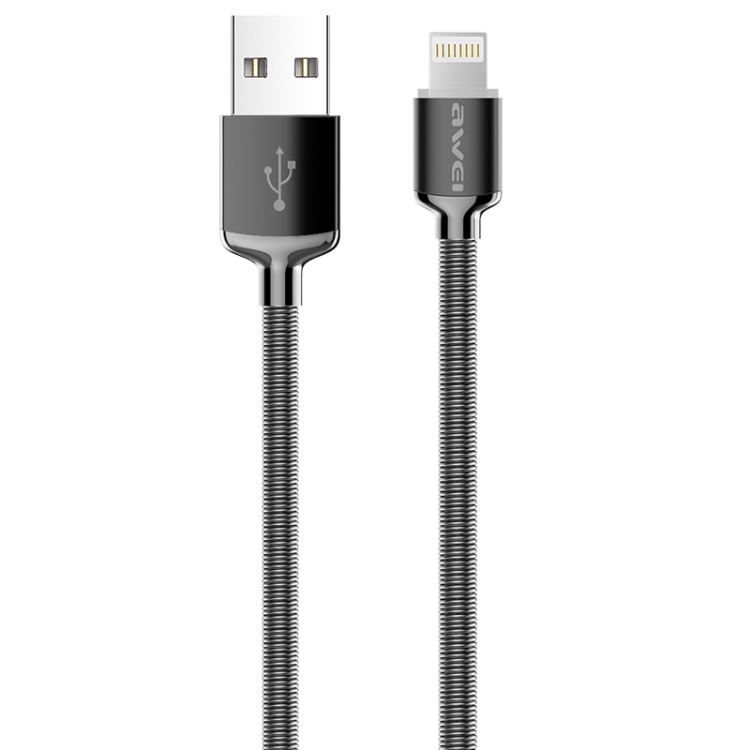awei CL-25 0.3m 2.4A USB to 8 Pin Metal Fast Charging Cable for iPhone, iPad