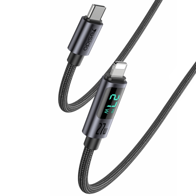 Yesido CA157 PD27W USB-C / Type-C to 8 Pin Digital Display Charging Data Cable, Cable Length: 1.2m