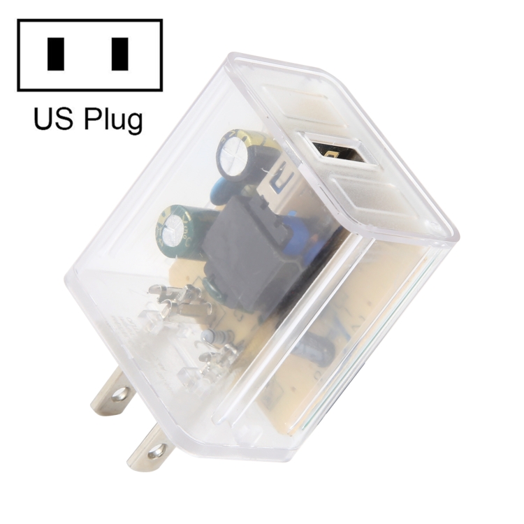 64-2 2A USB Transparent Charger, Specification: US Plug