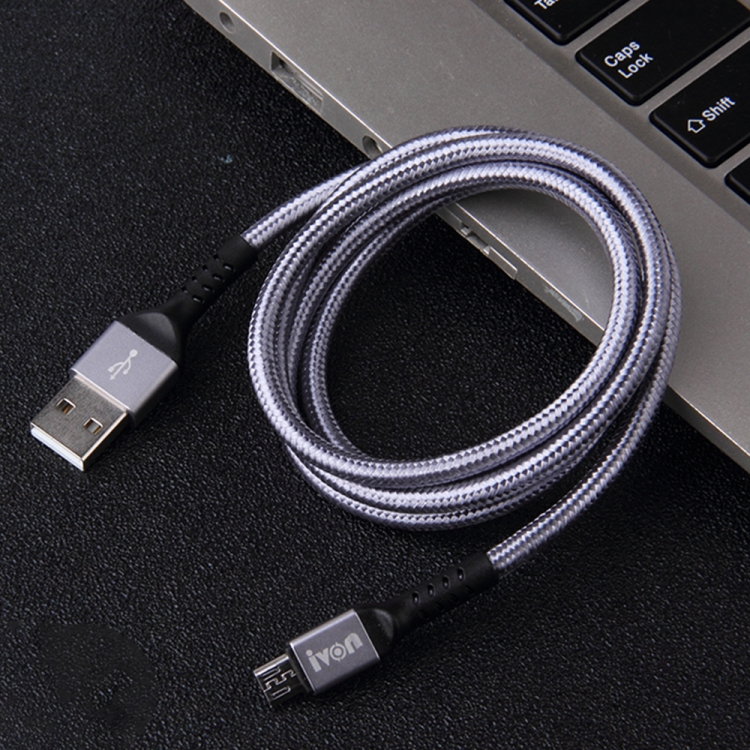 IVON CA89 2.1A USB to Micro USB Braid Fast Charge Data Cable, Cable Length: 1m