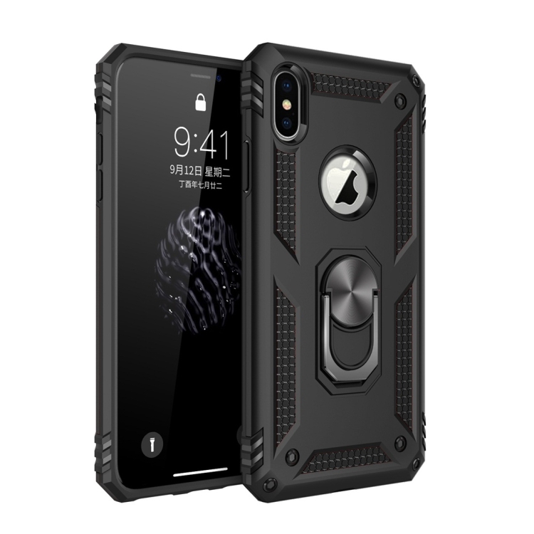 For iPhone XS Max Armor Shockproof TPU + PC Protective Case with 360 Degree Rotation Holder