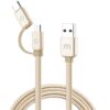 Meizu 1m 2 in 1 Noodle Weave Style Metal Head 5V 2.0A USB-C / Type-C + Micro USB to USB 2.0 Data Sync Charging Cable