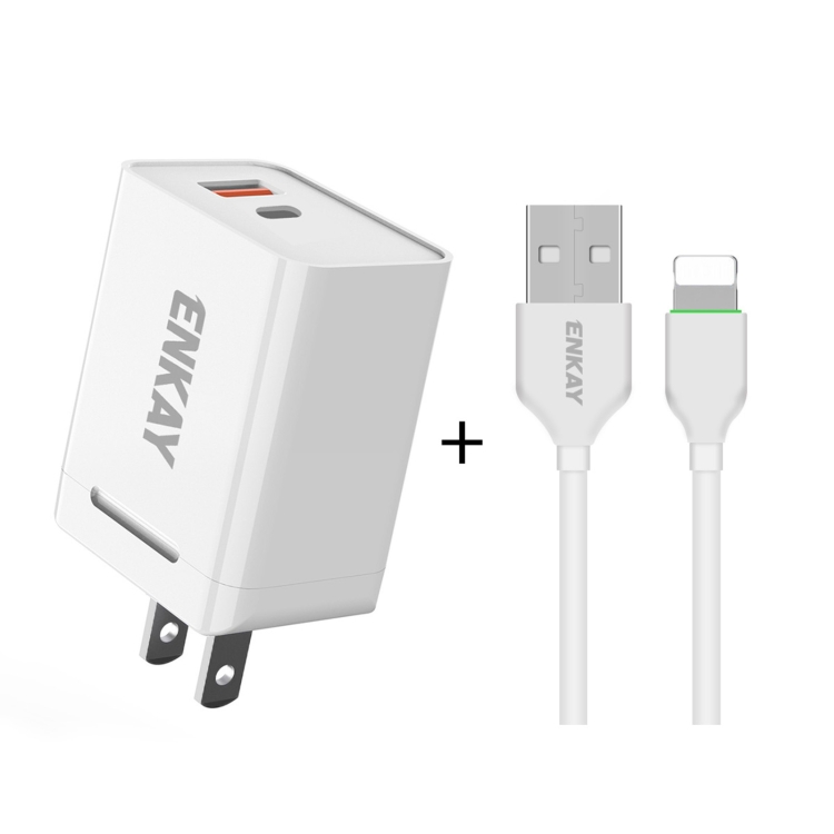 ENKAY Hat-Prince U033 18W 3A PD + QC3.0 Dual USB Fast Charging Power Adapter US Plug Portable Travel Charger
