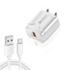 LZ-023 18W  QC3.0 USB Portable Travel Charger + 3A USB toType-C Data Cable, US Plug