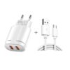 Dual USB Portable Travel Charger + 1 Meter USB to Micro USB Data Cable, EU Plug