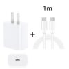 PD 20W Single USB-C / Type-C Port Travel Charger + 3A PD3.0 USB-C / Type-C to Type-C Fast Charge Data Cable Set, US Plug