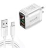 F002C QC3.0 USB + USB 2.0 LED Digital Display Fast Charger with USB to Type-C Data Cable, US Plug