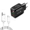 F002C QC3.0 USB + USB 2.0 LED Digital Display Fast Charger with USB to Micro USB Data Cable, EU Plug