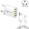 QC-04 QC3.0 + 3 x USB2.0 Multi-ports Charger with 3A USB to Micro USB Data Cable, UK Plug