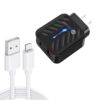 PD03 20W PD3.0 + QC3.0 USB Charger with USB to 8 Pin Data Cable, US Plug