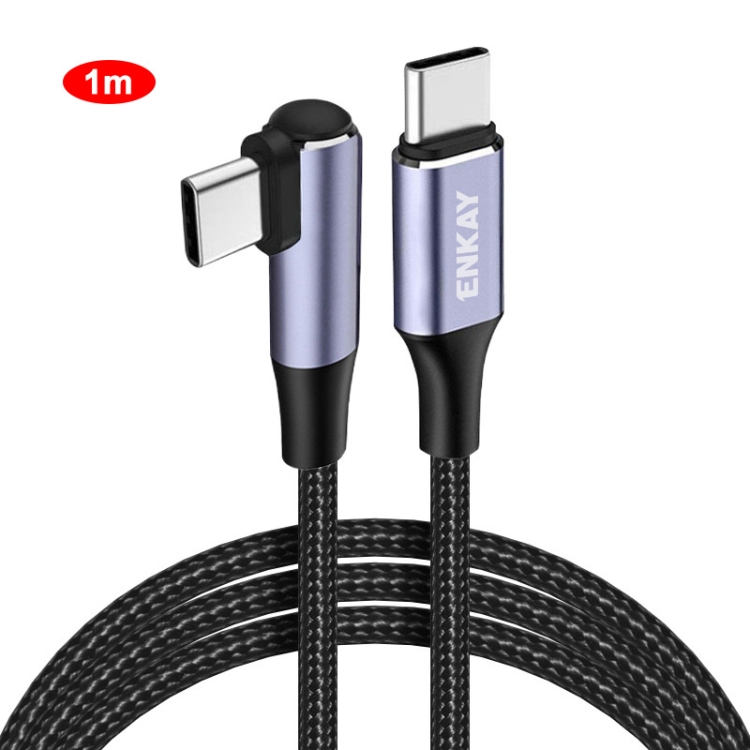 ENKAY PD100W 5A USB-C / Type-C to Type-C Elbow Fast Charging Cable with E-Marker