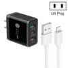 45W PD25W + 2 x QC3.0 USB Multi Port Charger with USB to 8 Pin Cable, US Plug
