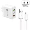 45W PD25W + 2 x QC3.0 USB Multi Port Charger with USB to Micro USB Cable, US Plug
