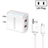 36W Dual Port QC3.0 USB Charger with 3A USB to Micro USB Data Cable, US Plug