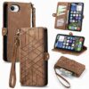 Geometric Zipper Wallet Side Buckle Leather Phone Case