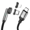 ENKAY 2 in 1 PD 100W / 27W 180 Degrees Rotation Magnetic Type-C / 8 Pin Fast Charging Data Cable with LED Light
