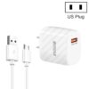 TE-005 QC3.0 18W USB Fast Charger with 1m 3A USB to Micro USB Cable, US Plug