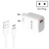 TE-005 QC3.0 18W USB Fast Charger with 1m 3A USB to Type-C Cable, EU Plug
