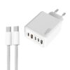 120W PD3.0 3 Type-C 2 USB Multi Port Quick Charger with Type-C to Type-C Cable, EU Plug