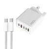 120W PD3.0 3 Type-C 2 USB Multi Port Quick Charger with Type-C to Type-C Cable, UK Plug