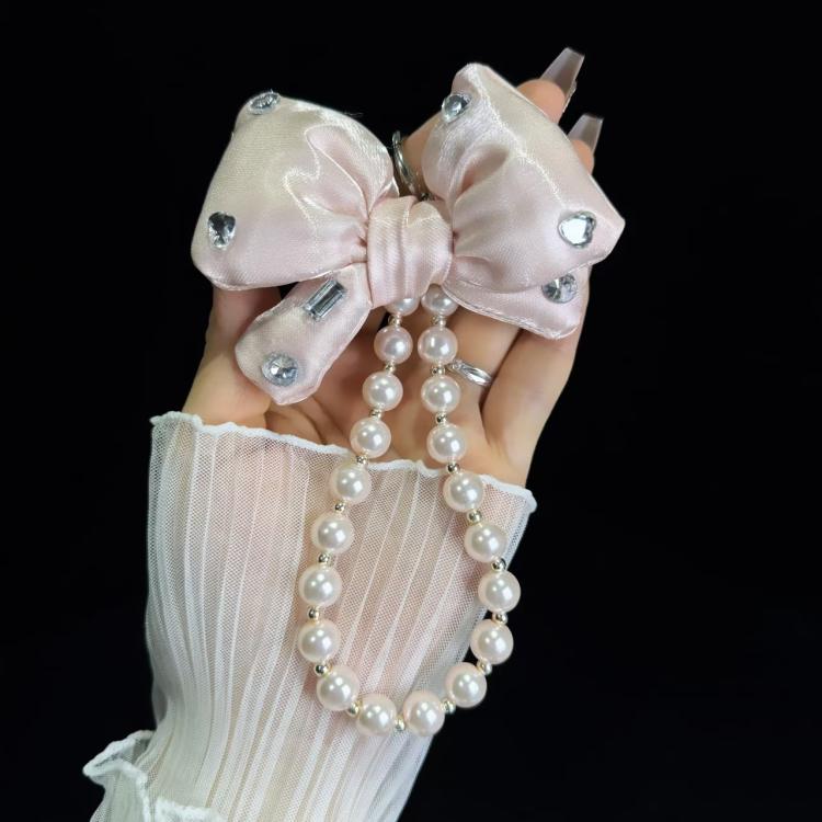Sparkling Diamond Large Bow Pearl Phone Chain