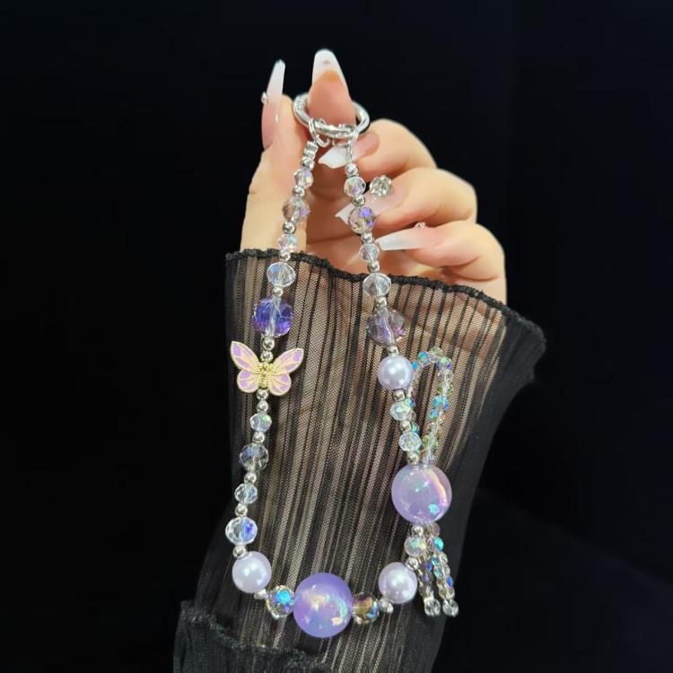 High-Quality Crystal Bead Butterfly Mobile Phone Chain