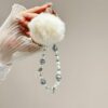 Clover Glass Pearl Big Hairball Mobile Phone Chain
