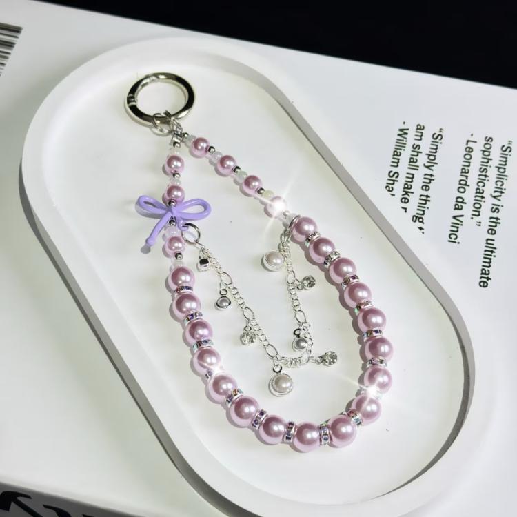 Bow Glass Pearl Mobile Phone Chain
