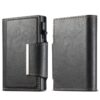 Suteni oil wax-patterned left and right buckle buttons automatically pop out the card box