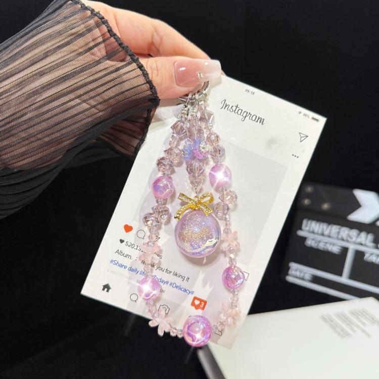 Large Bead Pendant Crystal Phone Chain