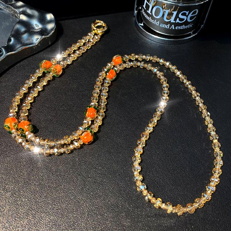 Persimmon Ruyi Crystal Mobile Phone Chain