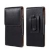 Men Vertical Mobile Phone Waist Bag Litchi Pattern Back Clip Buckle Belt Leather Case