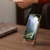 Wooden Desktop Mobile Phone Holder Simple Black Walnut Smartphone Stand
