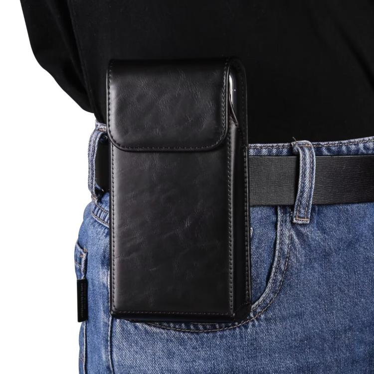Vertical Magnetic Closure Phone Belt Clip Pouch PU Distressed Leather Waist Bag