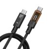QGeeM USB4 Type-C PD 240W Fast Charging Cable With Digital Display, 40Gbps Data Transfer, 8K 60Hz Video Output For Laptop/Phone/Tablet