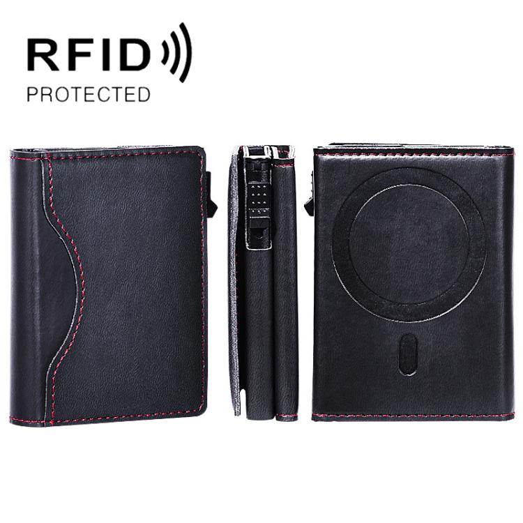 One-Click Pop-Up RFID Blocking Card Holder Magnetic Phone Wallet for MagSafe iPhones